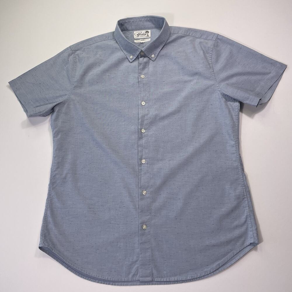 Bonobos Chambray Style Button Shirt Men’s Large Short Sleeve Blue Summer Casual